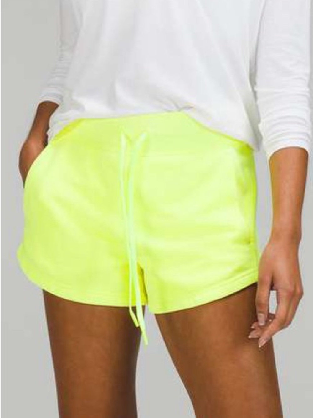 Lululemon Inner Glow High-Rise Short 3" Neon Garment Dye Highlight Yellow 12